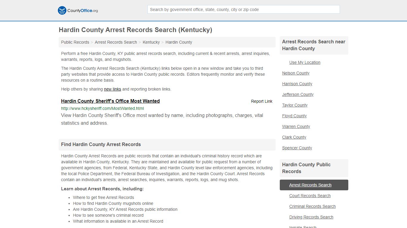 Arrest Records Search - Hardin County, KY (Arrests & Mugshots)